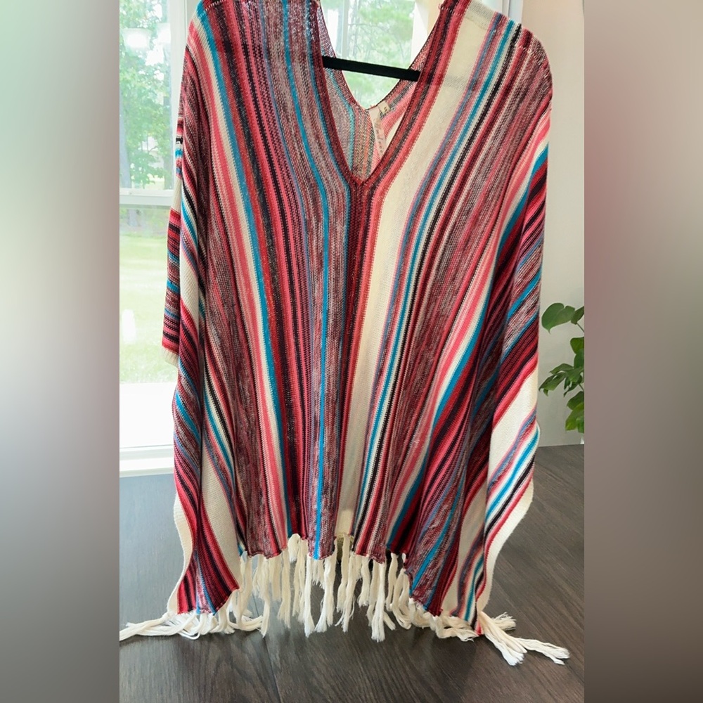 Vibrant Striped Women’s Poncho